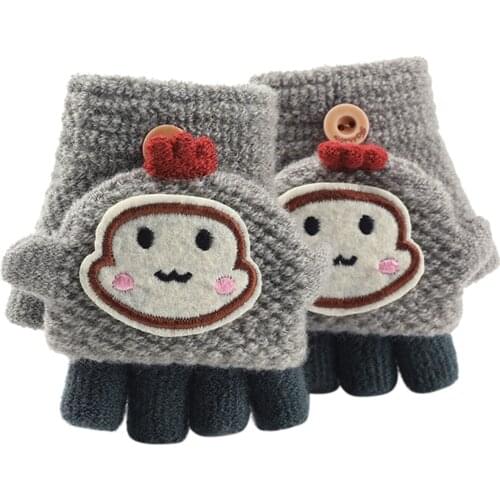 Children Knitted Gloves Fingerless Toddler Mittens Soft Convertible Flip Top Gloves Kids Baby Winter Warm Knit Fingerless Mitten