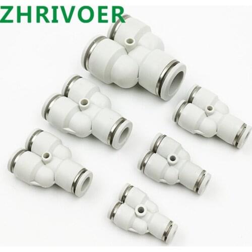 OD Hose Tube Push in Gas Plastic Pipe Fitting Connectors Quick Fittings PY White 3 Way Port Y Shape Air Pneumatic 4mm to 16mm