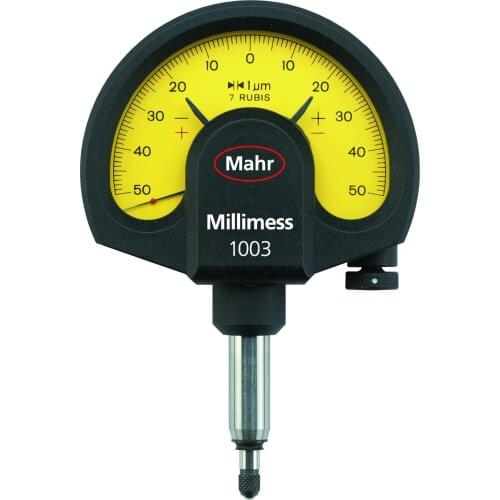 Mahr Federal 4334000 1003 Millimess Mechanical Dial Comparator Indicator, ±50 μm Range, 1 μm Resolution, 8 mm Stem