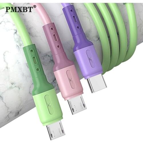 Micro USB Cable 3A Fast Charging Data Sync Cord For Samsung Xiaomi Redmi Android Huawei Phone Liquid Silicone Charge Wire Line