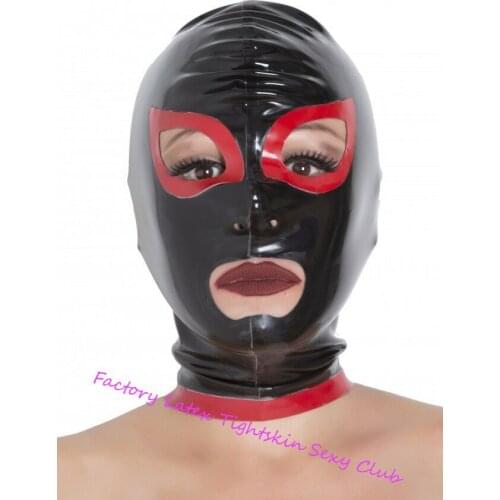 Latex Cosplay Mask Open Eyes Mouth Nose with Trims Fetish The Rubber Hood Customized Halloween Cosplay Costumes for Women