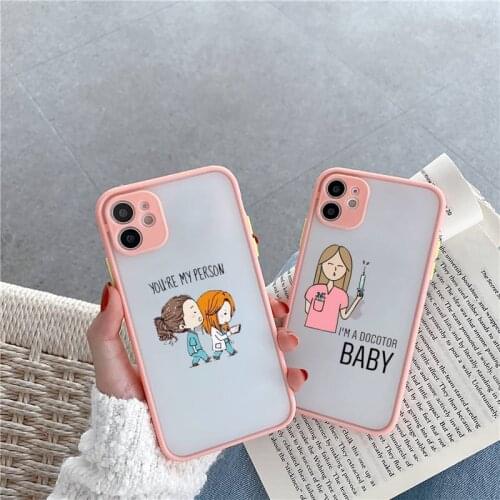 Medicine Doctor Nurse Phone Case For iPhone 12 11 Mini Pro XR XS Max 7 8 Plus X Matte transparent Pink Back Cover