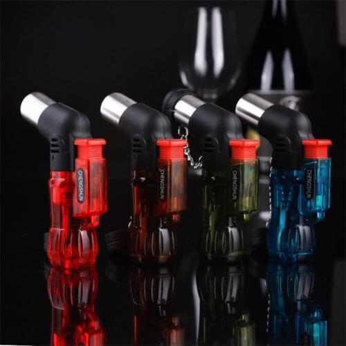 1pcs Mini Butane Jet Torch Cigarette Windproof Lighter Random Color Plastic Fire Ignition Burner NO GAS hristmas Halloween Gift