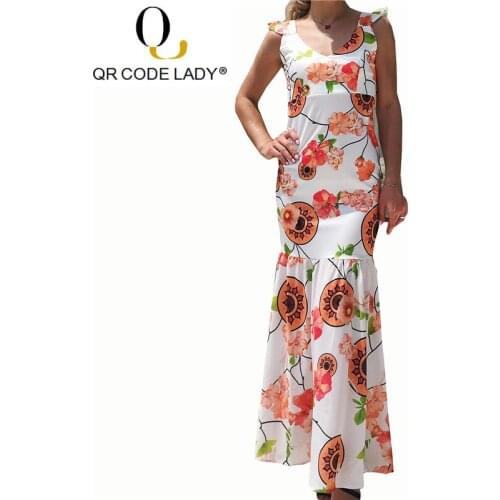 QR Fashion Patchwork Summer Dress Women 2019 Casual Print Boho Beach Maxi Dresses Female Sexy V Neck Mermaid Long Party Dress