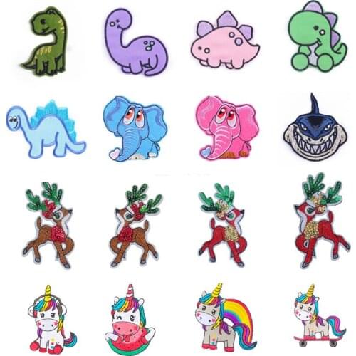 Cartoon Unicorn Patch Iron On Patches Embroidery Patch For Clothing Animal Stripe Stickers Patches For Clothing On Jeans DIY