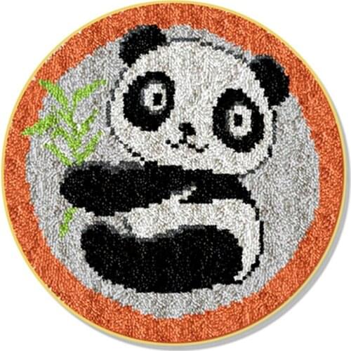 Latch Hook Kit, DIY Crochet Yarn Kits, 20.4 x 20.4 Inch Panda Rug Making Crafts for Kids Adults and Beginners