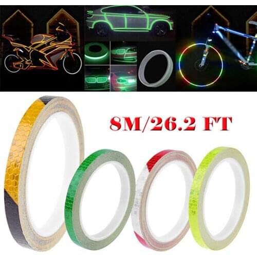 1 Roll Car Reflective Tape Sticker Safety Mark Car Styling Adhesive Warning Tape Motorcycle Bicycle Film Decoration Tool 1cmx8m