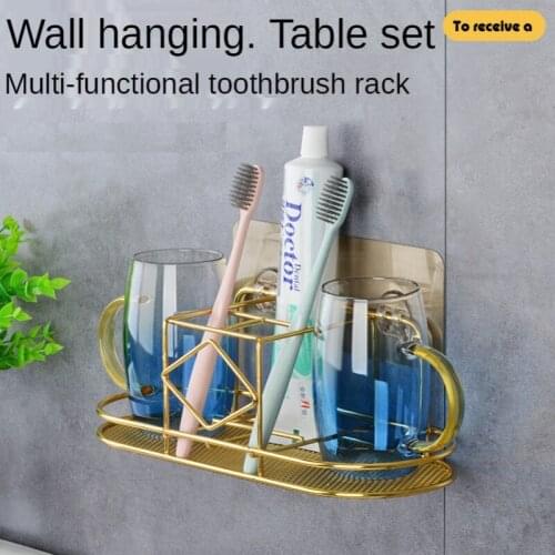 Wall Mounted Shower Shelves Tabletop Toothbrush Hanging Basket Metal Tooth Cup Storage Racks Shampoo Holder Bathroom WC Hardware