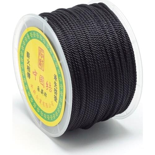 Nylon Threads, Black, 1.5~2mm; about 50m/roll