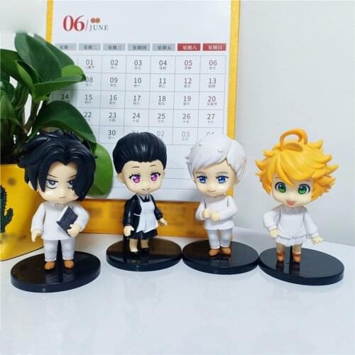 New 10cm 4pcs/set Kawaii The Promised Neverland Japan Anime Figure PVC Toys Cute Emma Norman Ray Room Decor Dolls Gift for Boys