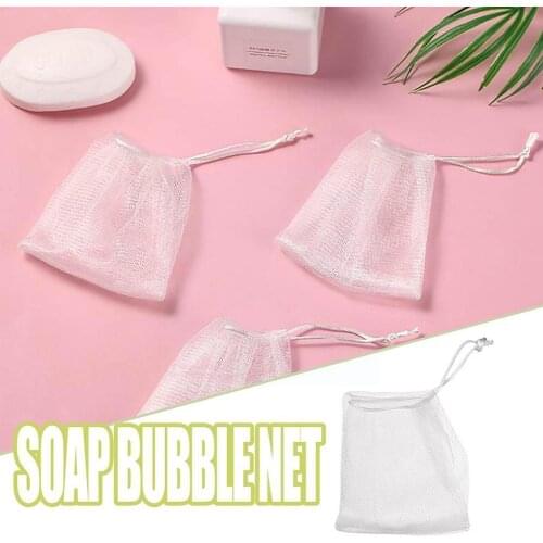 2021 New 1pcs Soap Foaming Nylon Mesh Drawstring Bag Net Foam Bath Cleaning Gloves Bubble M9E6