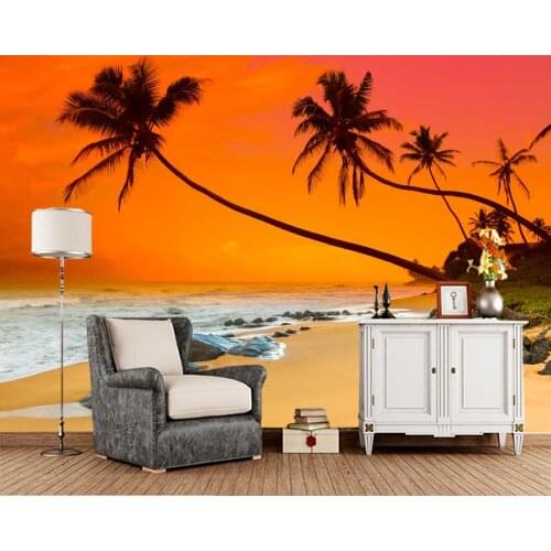 Papel de parede Beach sunset view natural landscape 3d wallpaper,living room tv bedroom wall papers home decor bar mural