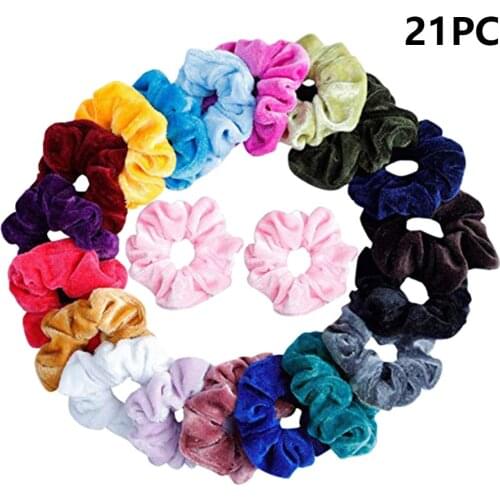 21 Pcs Velvet Scrunchie Women Girls Elastic Hair Rubber Bands Accessories Gum For Women Tie Hair Ring Rope Ponytail Holder