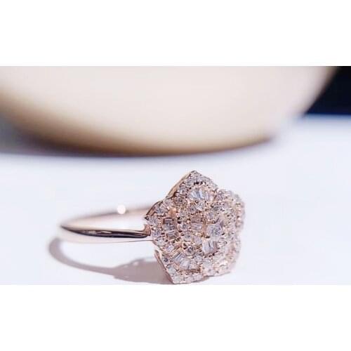 AEAW 0.23carat diamond Flower design Engagement 18K White Gold Luxury diamond wedding ring