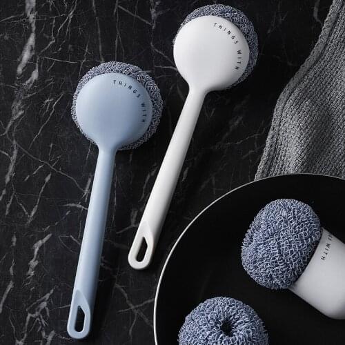Long Handle Dish Bowl Pot Brushes Kitchen Cleaning Brush Dishwashing Device Removable Cleaning Ball Home Cleaning Tools