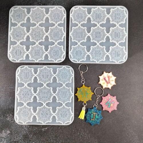 Mandala Alphabet Silicone Mold 26 Uppercase Letters Epoxy Resin Mold For DIY Resin Casting Keychains Phone Grips Handmade Crafts