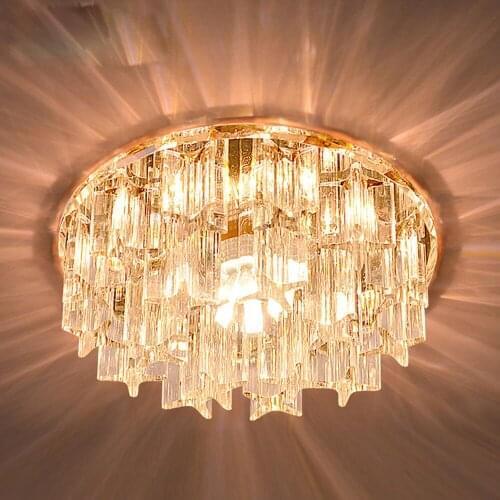 Modern LED Crystal Living Room Corridor Ceiling Lights Bedroom Mounted Ceiling Lamp Tawny Clear Glass hallway Ceiling Lamps