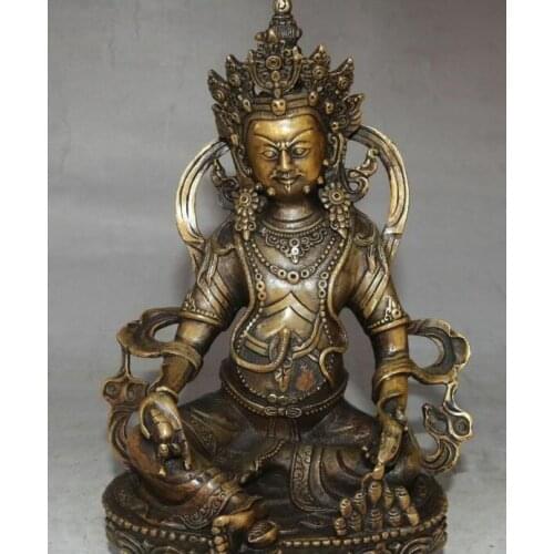 Old Tibet Bronze Seat Buddhism Yellow Jambhala Wealth God Buddha Mouse Statue
