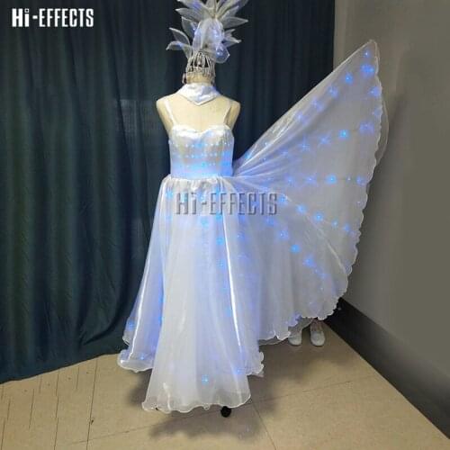 LED Clothes Women/Lady Led Butterfly Costumes Led Glowing Clothing Light Dance Clothes Safe Low Voltage Perform Props