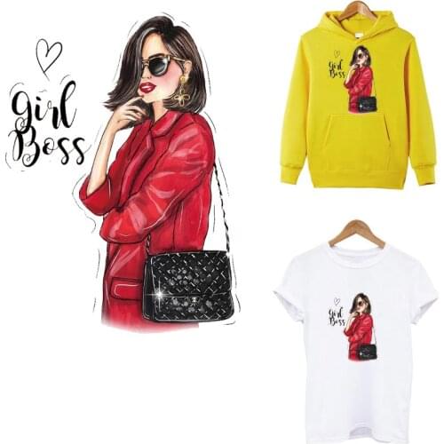 Boss Girl Thermo Strips Sticker On Clothes Heat-Sensitive Iron On Patches DIY A-level Washable Heat Transfers Sticker Decoration