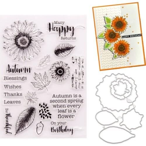 WYSE 2020 New Words Clear Stamp and Leaves Metal Cutting Dies for DIY Scrapbooking Craft Handmade Paper Card Embossing Template