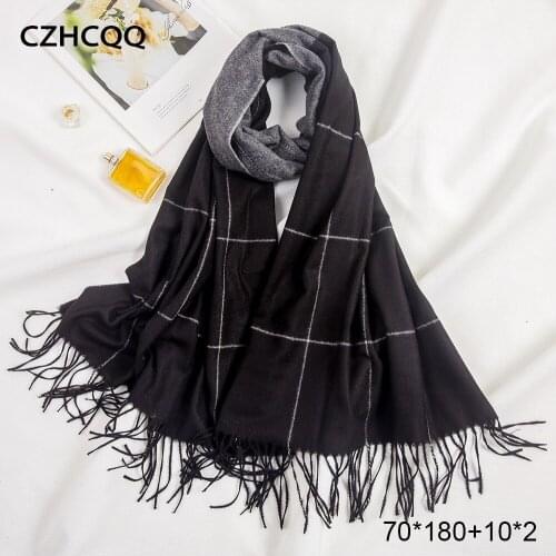 Winter Cashmere Scarf Women Plaid Shawl Tartan Crinkle Scarves Pashmina Hijab Foulard Femme Poncho Women Scarf For Ladies 2019