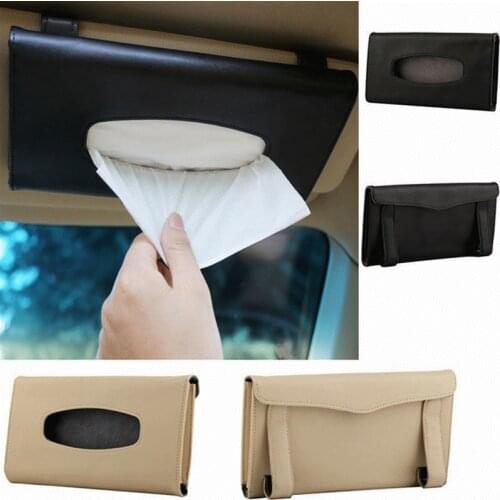 1PC Universal Car Sun Visor Tissue Box Holder PU Leather Tissue Box Cover Case For Paper Auto Organizer Accessories