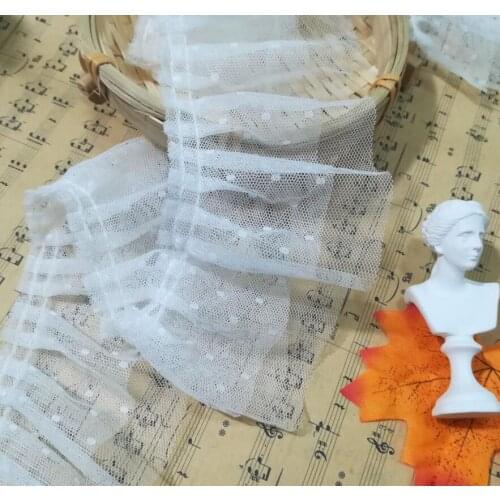 1Yard High Quality Lace Guipure Dot Lace Fabric Trim 7.5cm Mesh Fabric Pink White Lace Ribbon Trimmings For Sewing dentelle FR23