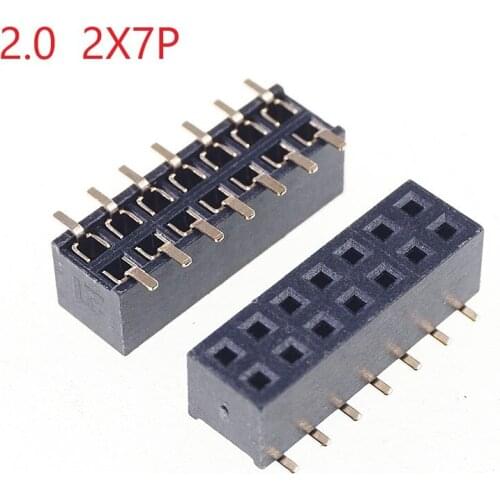 100pcs 2x7 P 14 Pin 2.0 mm Pin Header Female Dual row SMT PCB surface Mount SMD reflow solderable in bulk Rohs Lead Free