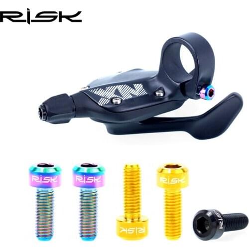 Risk 2PCS M5*14 Titanium Brake Lever Bolts For MTB Derailleur Lever Screws Fixed Brake Handle Bolt 4 Colors Bicycle Parts