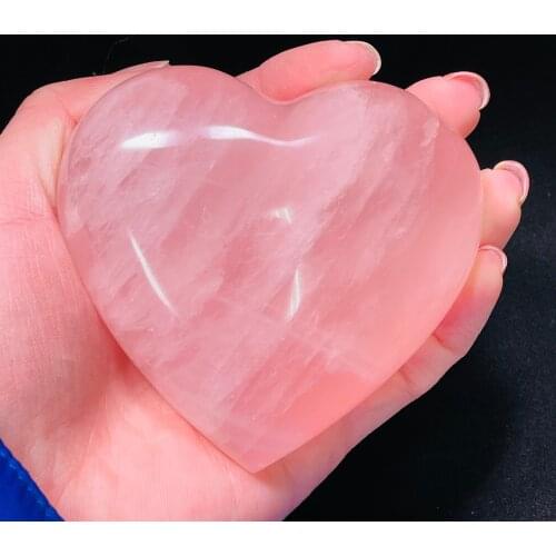 300-320g！！！Natural Rose Quartz Crystal Carved Heart Shaped Ornament for Lover