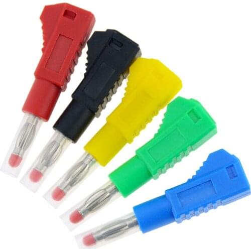 5PCS 4mm Transparent Sheath Retractable Tube Stackable Banana Plug Wire Solder Connector High Voltage Nickel-plated Lantern Plug