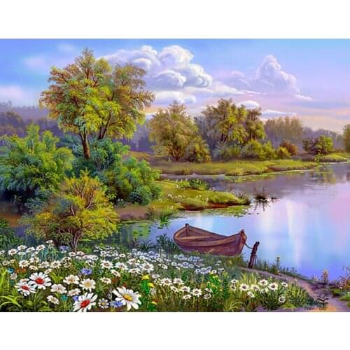 5D DIY Diamond Painting boat Landscape Cross Stitch Sale Full Square Diamond Embroidery Rhinestone Mosaic icon Home Decor