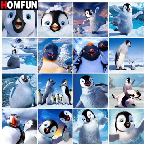 HOMFUN Full Square/Round Drill 5D DIY Diamond Painting "Penguin animal"3D Embroidery Cross Stitch 5D Home Decor Gift