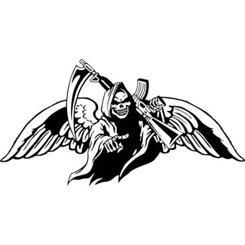 Car Stickers The Coolest Grim Reaper Skeleton Monster PVC Car Stickers Creative Waterproof Cover Scratch Black/white, 19cm*10cm