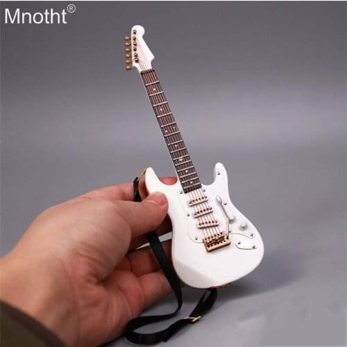 Mnotht 1/6 White Guitar Model Musical Instruments Electric Guitar Classic Style Toy for 12" Soldier Action Figure Collection m3n