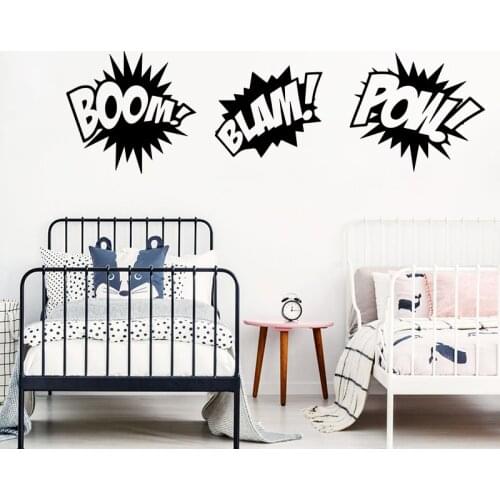 Boom Pow Blam Comic Book Sounds Wall Sticker Boy Room Kids Room Large Superhero Boom Pow Wall Decal Playroom Vinyl Decor