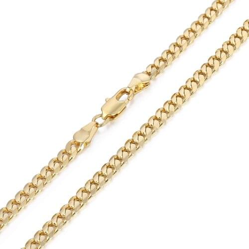 Davieslee Womens Mens Chain Cut Cuban Curb Link Necklace Yellow Gold Filled GF 4.5mm LGN438