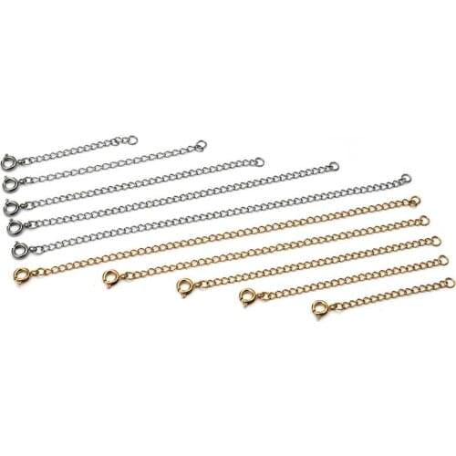 5pcs Stainless Steel Extended Chains With Lobster Clasps For DIY Necklace Extension Chain Jewelry Making