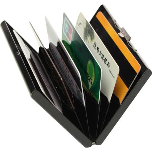 RFID Blocking Unisex Small Credit Card & ID Holders Man Woman Metallic Business Card Box Case Wallet