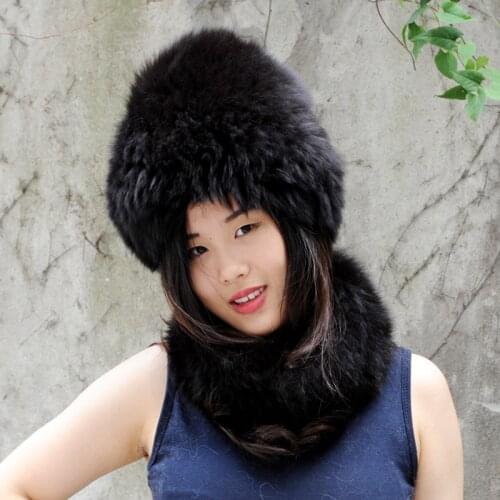 CX-C-01H Winter Fur Hats for Girls Genuine Fox Fur Knitted Female Russian Fur Hats Womens Winter Hats