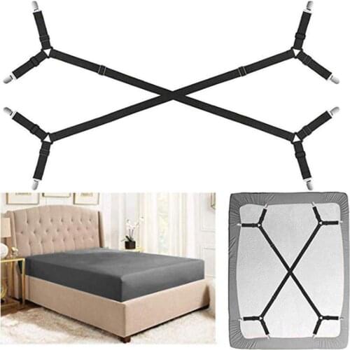 2pcs Bed Sheet Holder Elastic Bed Sheet Clips 4 Head 2 Sheet Holder Adjustable Mattress Grippers Fasteners Home Bed Sheet Clip