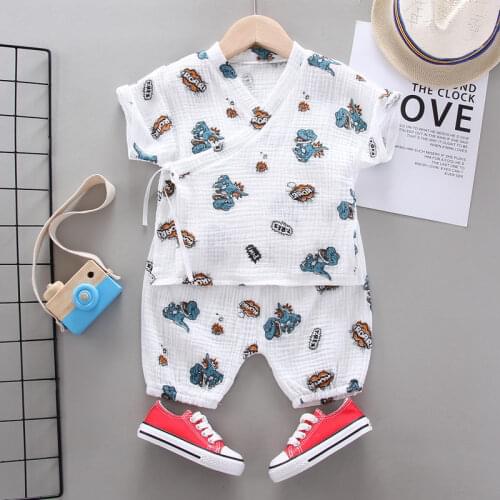 Children Cotton Clothes Summer Baby Boys full Print O-Neck BELT T Shirts Shorts 2Pcs/sets Infant Kids Fashion Toddler Tracksuits