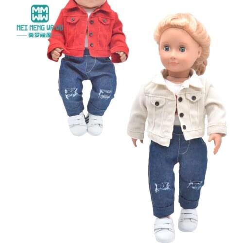Baby clothes for doll fit 43cm new born doll accessories and american doll fashion T-shirt + imitation cowboy dress