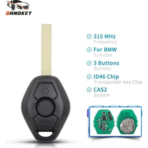 Dandkey 5pcs Remote Key For BMW 3 5 7 series X3 X5 Z3 Z4 Z8 E46 E60 E83 E53 E36 E38 CAS2 ID46 Chip 315LP 315MHz 433MHZ 868MHZ