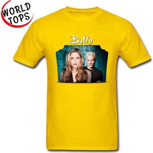 Buffy The vampire Slayer Men T-Shirts 2018 Thanksgiving Day Hot Sale Tops T Shirt Round Neck Slim Fit T-shirts Yellow Orange