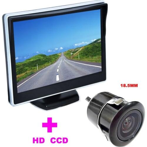 18.5mm Car Rearview Camera CCD 170 Angle car backup camera 2 in 1 Auto Parking Assistance System 5" TFT LCD Car mirror Monitor