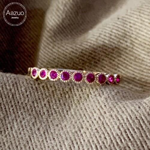 Aazuo Ins Trendy 18K Yellow Gold Natural Ruby Fashion Ring gifted for Women Midi Finger Au750