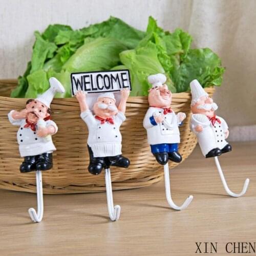 Creative chef model hook Powerful Adhesive Wall Key Holder Kitchen Bathroom Storage Door Clothes Coat Hat Hanger Towel Hooks