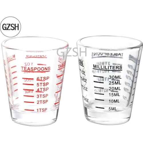 GZSH 45ml Round Scale Glass Ounce Cup Graduated Measuring Cup Concentrated Cup Espresso Coffee Cup Two-line Concentrating Cup
